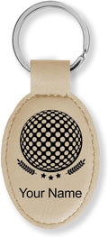 LaserGram Oval Keychain, Golf Ball, Personalized Engraving Included (Beige)