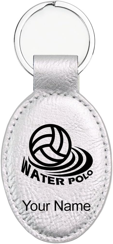 LaserGram Oval Keychain, Water Polo, Personalized Engraving Included