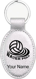 LaserGram Oval Keychain, Water Polo, Personalized Engraving Included