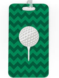 ChalkTalkSPORTS Golf Luggage & Bag Tag | Golf Ball and Tee | Custom Info on Back | Large | Green