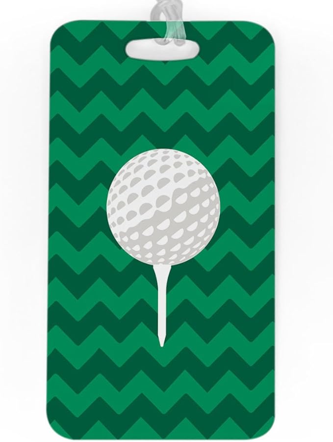 ChalkTalkSPORTS Golf Luggage & Bag Tag | Golf Ball and Tee | Custom Info on Back | Large | Green