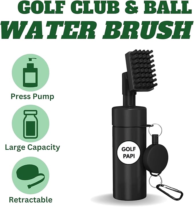 Golf Club Cleaner Brush Kit – Golf Club Cleaning Accessories Include Spray Bottles, Towels, Brush Covers & Retractable Clips – Must-Have Golf Gifts for Clean Shots (1 & 2 Pack)