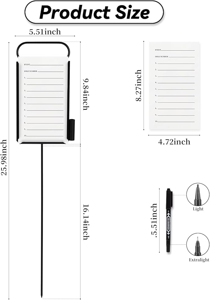 4 Pcs Closest to The Pin Marker - Golf Metal Proximity Marker with 50 Sheets Cards and 4 Pens, Stainless Steel Golf Marker Golf Signs for Long Drive Putting Competition