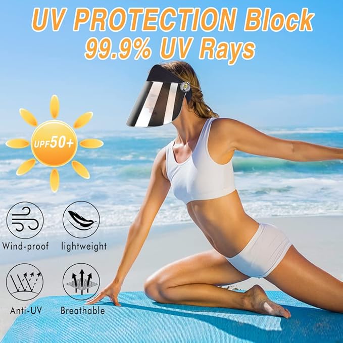 WAYCOM Sun Cap, Sun Visor Hat - UV Protection Hat -Premium UPF 50+ Hat for Hiking, Golf, Tennis, Outdoors