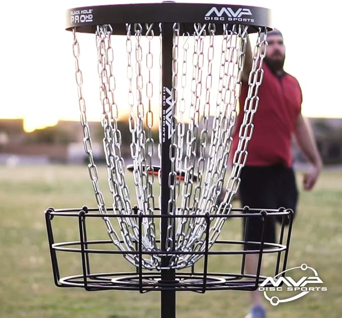 MVP Disc Sports Black Hole Pro HD 24-Chain Portable Disc Golf Basket Target