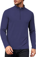 Mens Long Sleeve Shirts Quarter Zip Pullover UPF 50+ Sun Protection Wicking Moisture Workout Running Casual Athletic Tops