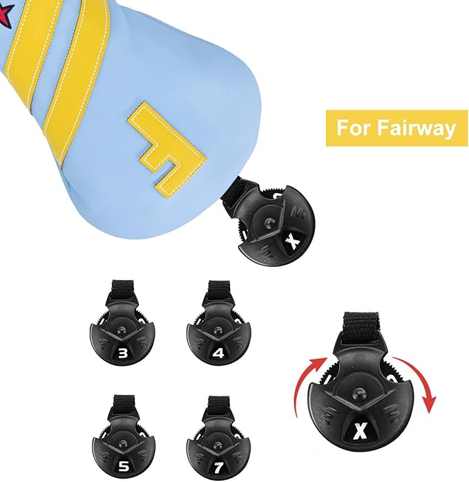 Golf Club Headcover for Driver Covers, Fairway Wood Covers, Hybrid Covers Gopher Style Premium Leather 3 Wood Headcover Set with Interchangeable No. Tags Golf Club Covers