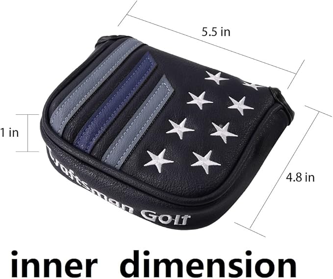 Craftsman Golf Blue Strips Stars Mallet Mid-Mallet Blade Putter Head Cover Headcover Magnetic Closure Alignment Stick Case Holder