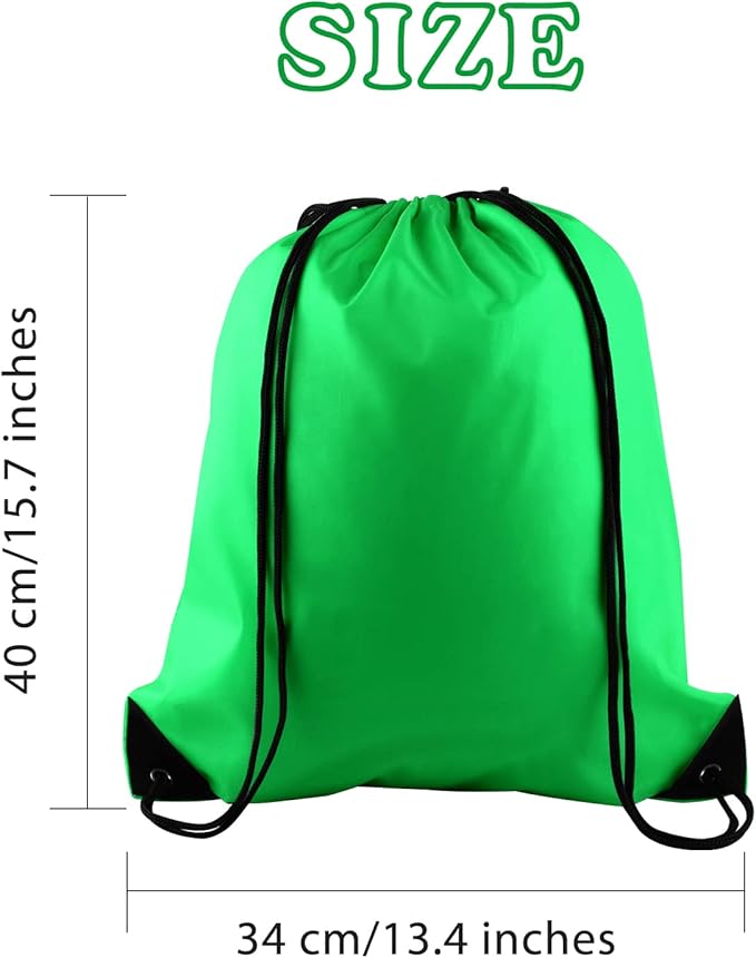 KUUQA 50Pcs Green Drawstring Backpack Bulk Drawstring Bags String Bags Storage Bags Gym Backpack for Sport Gym Traveling