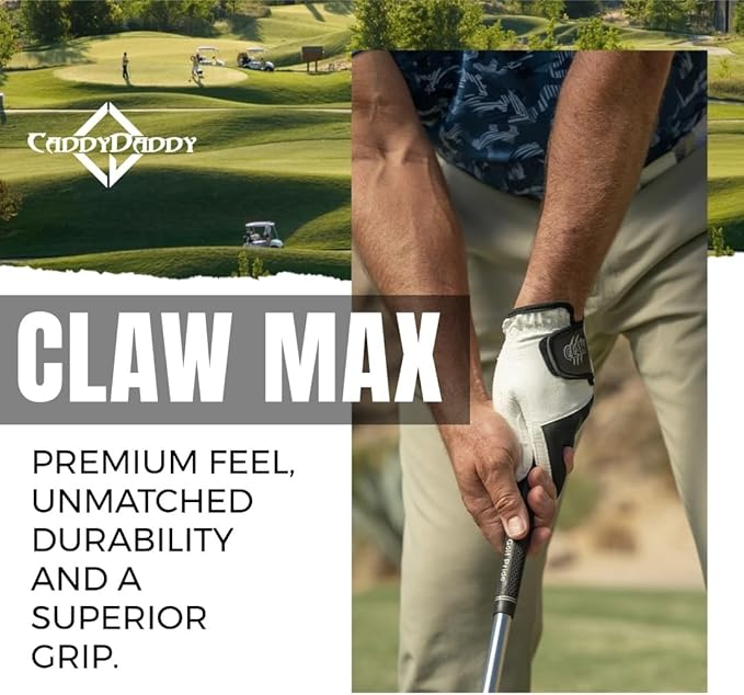 CaddyDaddy Claw PRO and Claw MAX Golf Gloves for Men | 100% Synthetic | Flex-Mesh Design for Cool Ventilation | Lasts Way Longer Than Leather | Silicone-Web Coating for Maximum Grip | Machine Washable
