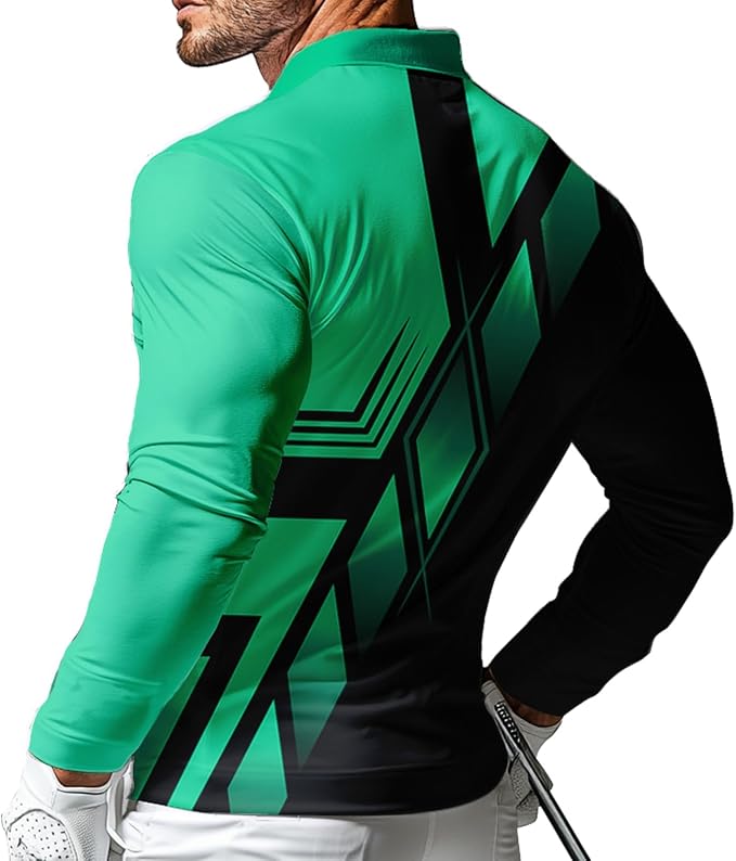 Men's Long Sleeve Golf Shirt Quick Dry 3 Button Work Fishing Outdoor Casual Collar Shirt
