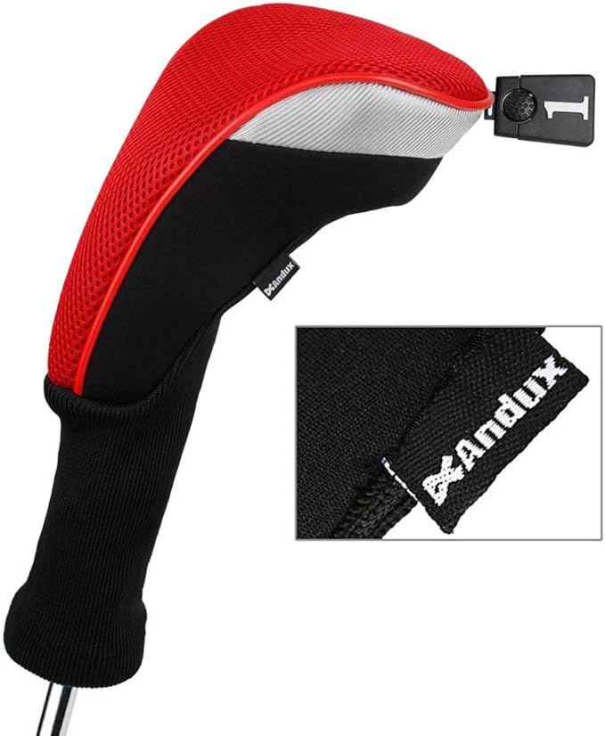 Andux 5pcs/Set Mesh Golf 460cc Driver Fairway Wood Club Head Covers Long Neck with No. Tags