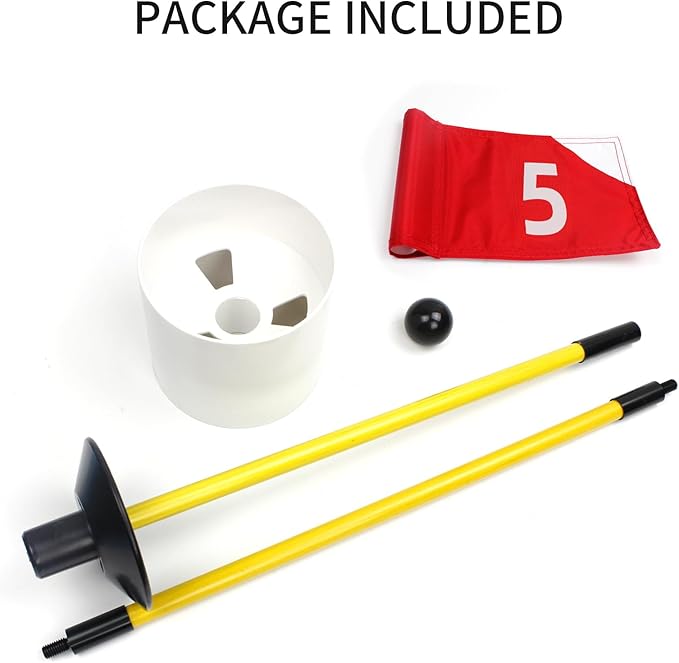 Crestgolf Portable Backyard Practice Golf Hole Cup and Flag Stick of Fiberglass, Golf Putting Green Flagstick Golf Pin Flag Hole Cup Set