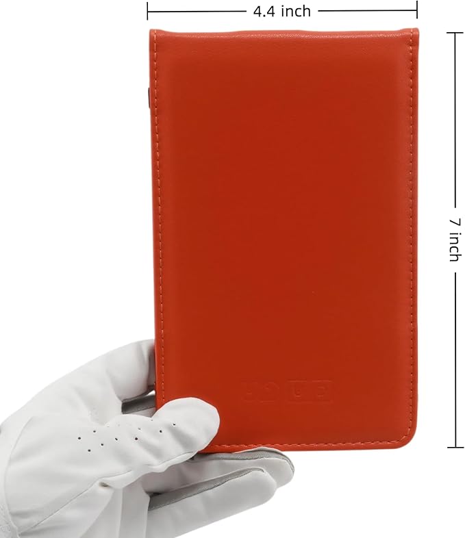 Golf Scorecard Holder & Yardage Book Cover – Premium Vegan Leather Golf Organizer, Slim Pocket Design with Elastic Strap for 4.5"x7" Cards, Bonus Pencil and Scorecards, for Golfers