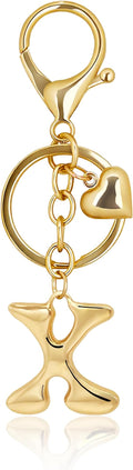 Gold Bubble Heart, Cherry, Bow & More Designs Letter Initial Keychain Bag Charms – Cute Purse Charms for Handbags