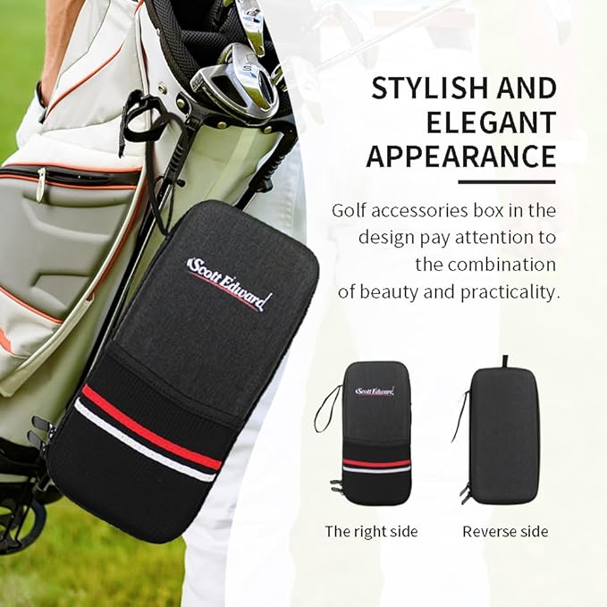Scott Edward Golf Glove Case Holder with Golf Glove Shaper Protective Golf Accessories Case Bag Hard Case Organizer with Storage Slots for Balls, Tees, Markers, Golf Gifts for Men & Women