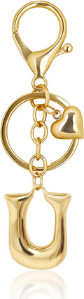 Gold Bubble Heart, Cherry, Bow & More Designs Letter Initial Keychain Bag Charms – Cute Purse Charms for Handbags