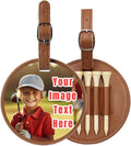 Custom Leather Golf Tee Holder, Personalized Photo Logo Text Golf Bag Tag, Customized Golf Club Luggage Labels, Luxury Gift for Coach, Grandpa, Uncle, Husband, Him