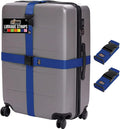 GORILLA GRIP Heavy Duty Adjustable Luggage Straps for Suitcases, Easy to Identify Travel Belt Connector Holds Suitcase Together, Extends Life of Bag, Strap Connects Two Bags, Accessories 2 Pack Blue