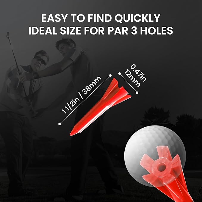 Golf Tees Plastic 1 1/2 inch Value 300 600 Pack, Upgrade More Unbreakable Bulk Stable Reduce Friction Side Spin Tee for Men Women Ladies