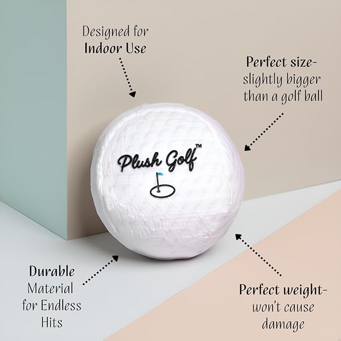Plush Indoor Golf Balls for Indoor Practice - Golf Gifts for Swing Training Inside Softer Than Foam Golf Balls - Hit Into Anything with No Damage