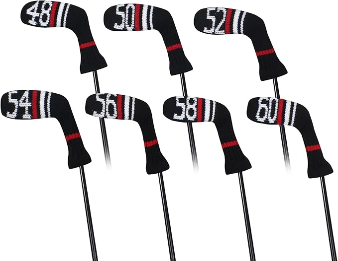 Scott Edward 1/7/10 Pcs Knitted Golf Club Head Covers for Irons Wedge Cuteness and Basically Socks Shape Washable Golf Club Head Protector on Red/Blue Warning Style