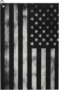Black American Flag Golf Towel with Carabiner Clip 24"x16" Microfiber Waffle Patriotic USA Golf Towels for Golf Bags Funny Golf Rag for Disc Balls Clubs Accessories for Men Women Husband Dad