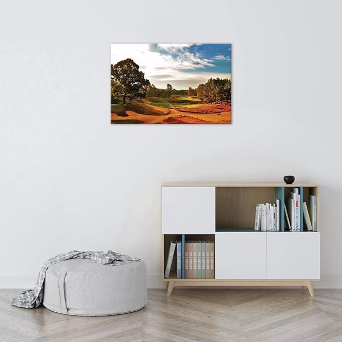 Tobacco Road Golf Course Wall Art for Living Room Bedroom Bathroom Home Decoration North Carolina Golf Course Picture Poster Framed Artwork Golf Canvas Prints Ready to Hang(24''H x 36''W)