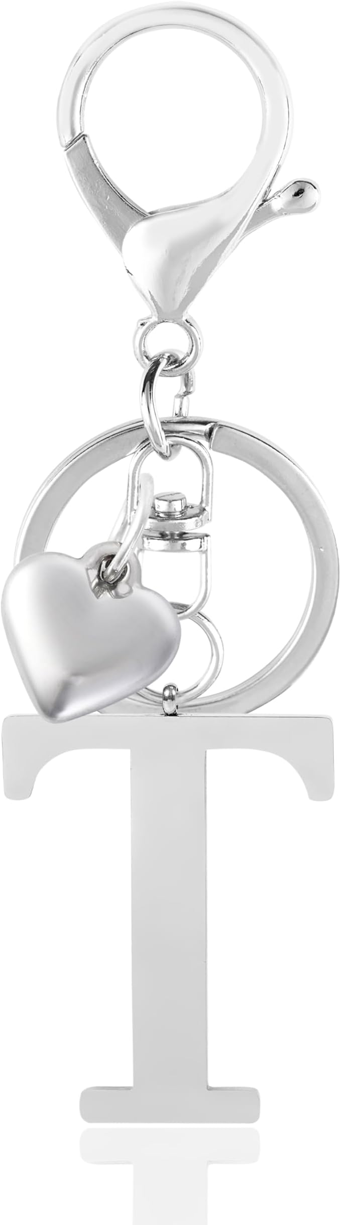 Metal Heart Alphabet Keychain for Women, Girls - Cute Initial Letter Accessories for Purse, Bag Charms and Backpack