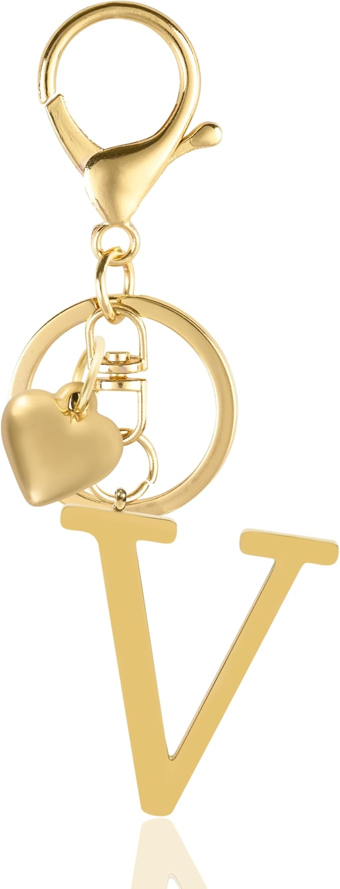 Metal Heart Alphabet Keychain for Women, Girls - Cute Initial Letter Accessories for Purse, Bag Charms and Backpack
