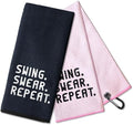 DYJYBMY Swing Swear Repeat Funny Embroidered Golf Towel Set, Wedding Anniversary Towel Gifts, Valentine's Day Birthday Gifts for Her Him Couple Wife, Golf Accessories Gifts for Women Men Golf Lover