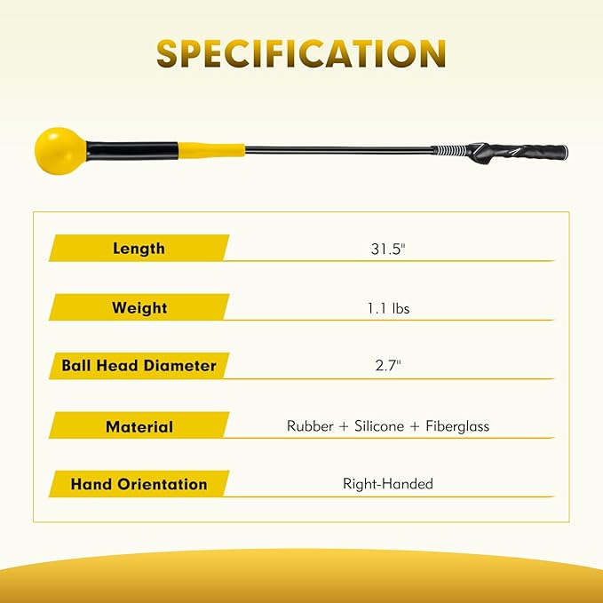 GYMAX Golf Swing Trainer, Warm-Up Stick with Grip Trainer for Rhythm, Balance, Tempo & Strength, Right Handed Swing Speed Training Aid, Weighted Golf Club for Indoor Practice