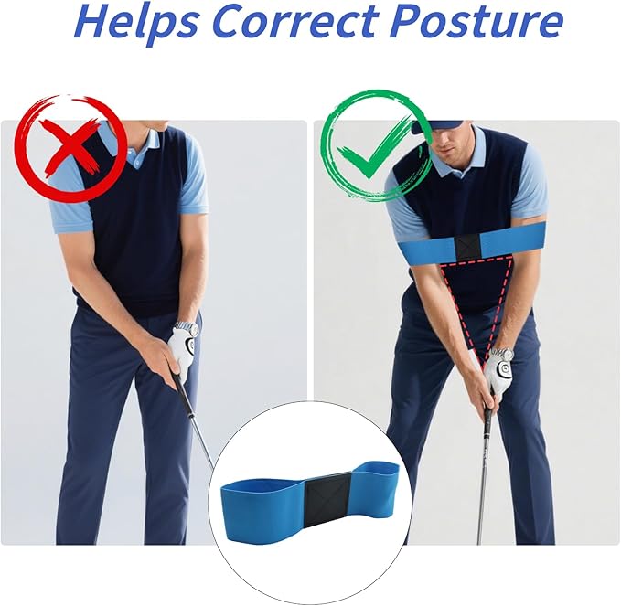 8 Pack Golf Swing Arm Bands, 4 Color Elastic Swing Correcting Trainer Bands, Golf Swing Training Aid for Golfers Beginners