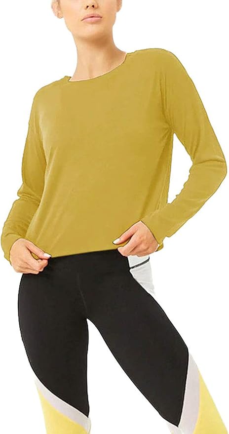 Bestisun Long Sleeve Workout Shirts Yoga Dance Tops Open Back Athletic Clothes for Women