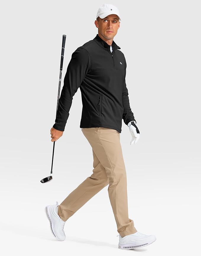 Pudolla Men's Quarter Zip Pullover with 2 Pockets Fleece Warm Soft Golf Sweatshirts for Athletic Workout Running