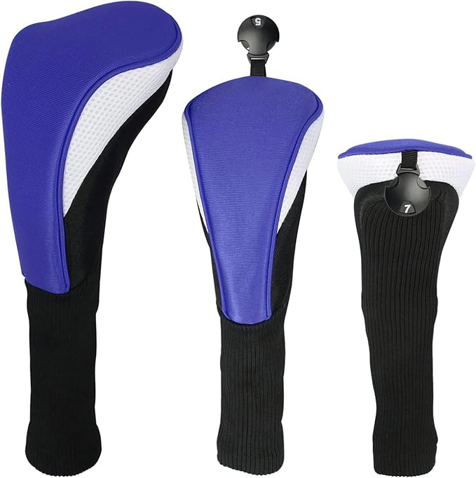 3pcs Nylon Golf Head Covers with Interchangeable Tags, Elastic Self-Fixing Closure, Durable Golf Accessories for Fairway & Driver Clubs