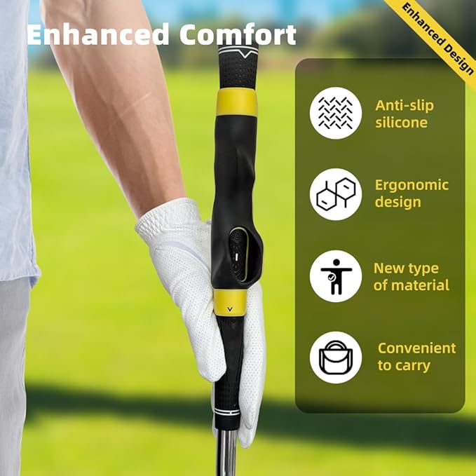Enaud Golf Grip Trainer - Grip Trainer for Golf Swing Technique Used to Strengthen The Correct Grip Skills,Improve Swing Skills and Precision (Yellow)