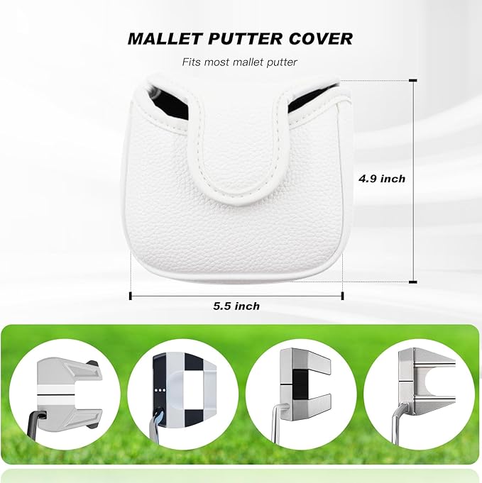 Golf Club Covers,4pcs or 1pc Golf Headcovers for Woods and Driver Fairway Hybrids Women Men - Premium PU Leather with Interchangeable Tags & Magnetic Blade and Mallet Putter Covers
