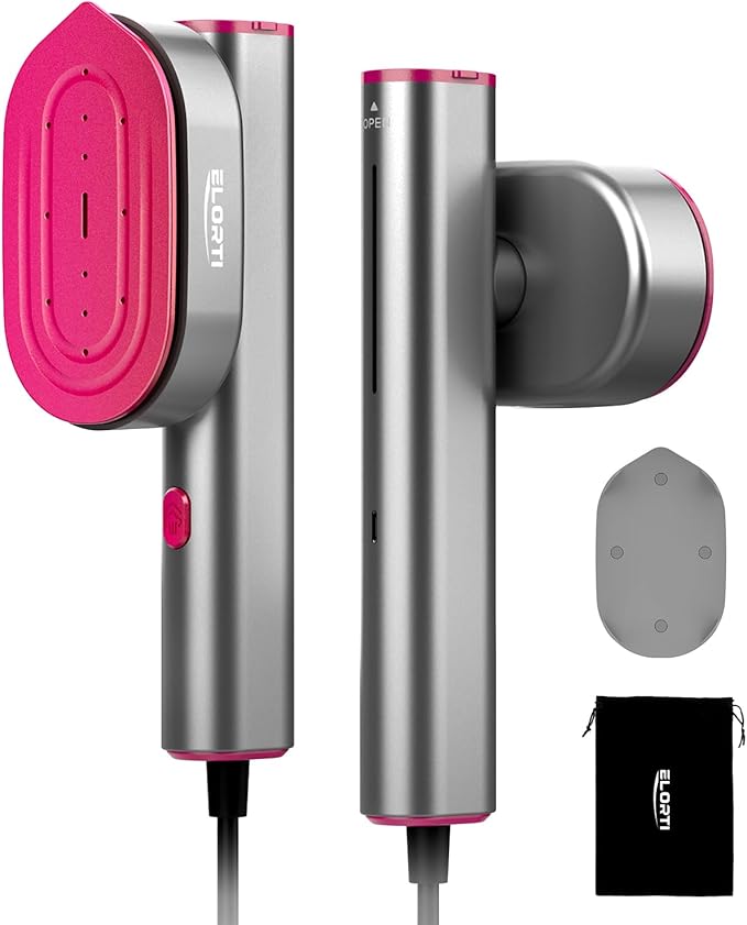 Travel Steamer for Clothes,Handheld Portable Steamer for Clothes,2-in-1 Garment Steamer for Clothes with 10s Fast Heat-Up,Rotatable Head 1200W,110-120V Purple for Travel,Office&Home,Red