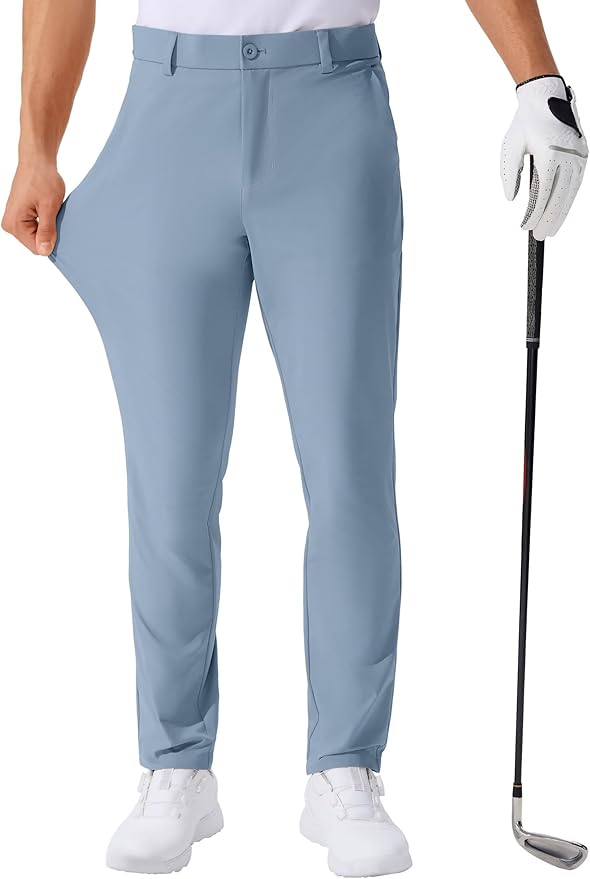 QPNGRP Men's Golf Pants 30"/32"/34" Inseam Lightweight Stretch Work Dress Pants