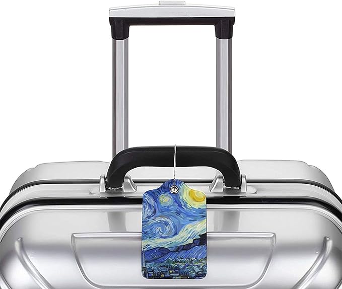 Starry Sky 2 Pcs Luggage Tags, Starry Night Privacy Cover Id Label with Stainless Steel Loop and Address Card for Suitcases & Travel Bags