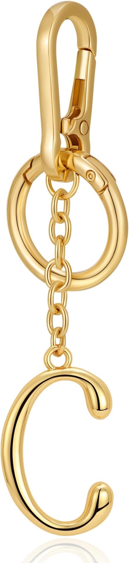 Gold Initial Keychain For Women Cute Bubble Letter Keychains Initial Bag Charm Personalized Keychain Accessories Gift