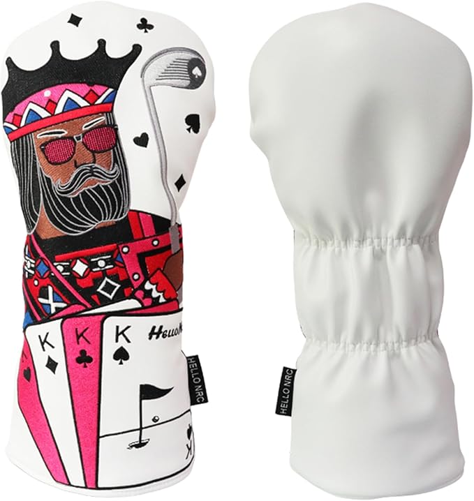 Golf Club Covers – Funny Poker Leather Driver Headcover, Fairway Wood & Hybrid, Cool Embroidered Golf Headcovers