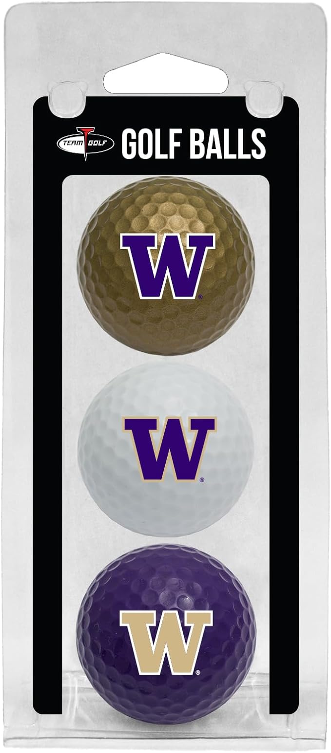 Team Golf NCAA Regulation Size Golf Balls, 3 Pack, Full Color Durable Team Imprint
