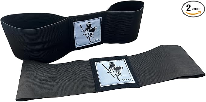 2 Pack Golf Swing Training Aid – Premium Arm Band Connection Device for Swing Correction – Improve Swing Mechanics & Ball Control | Black