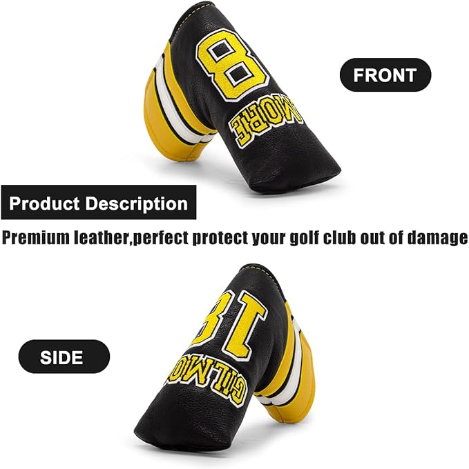 Golf Headcovers Happy Gilmore Golf Club Head Covers Advanced Embroidery Premium Leather Driver Headcover Fairway Wood Covers Hybrid Head Covers, Golf Mallet Blade Putter Cover
