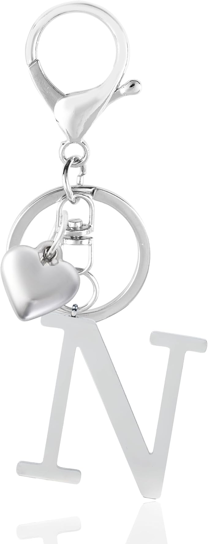 Metal Heart Alphabet Keychain for Women, Girls - Cute Initial Letter Accessories for Purse, Bag Charms and Backpack