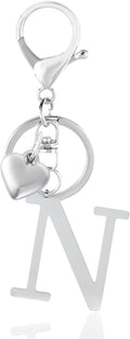 Metal Heart Alphabet Keychain for Women, Girls - Cute Initial Letter Accessories for Purse, Bag Charms and Backpack