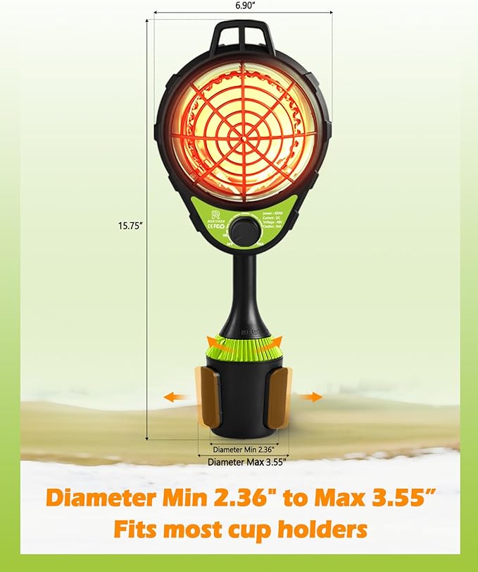48V Electric Golf Cart Heater, Upgraded Burn-Proof Grille & Infinite Temp Control & Carbon Fiber Heating, Battery Operated Heater for Club Car/Yamaha/EZGO Golf Cart Accessories