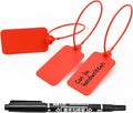 100pcs Luggage Tags Plastic Seals Shipping Label Logistics Sign Tie Bag Tag, Sealing Storage Multi Purpose Name ID Tag with Marker for Suitcases, Backpack, Schoolbag, Car Key (Red)